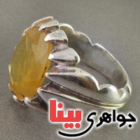 انگشتر یاقوت زرد درشت خوش رنگ مردانه _کد:19511