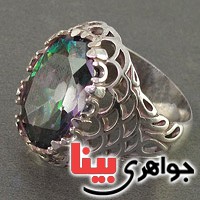 انگشتر کوارتز هفت رنگ درشت خوش رنگ خاص مردانه _کد:19513