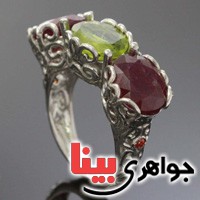 انگشتر یاقوت سرخ و زبرجد بسیار زیبا _کد:19541