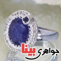 انگشتر یاقوت کبود دور الماس بسیار عالی _کد:19544