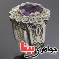 انگشتر آمتیست دور الماس بسیار زیبا _کد:19556