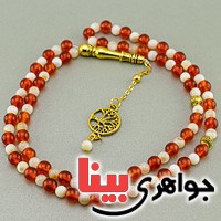 تسبیح عقیق قرمز و صدف لاکچری 101 دانه ای