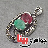 گردنبند یاقوت سرخ و زمرد بسیار زیبا _کد:19591
