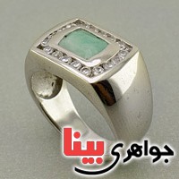انگشتر زمرد دور برلیان خوشرنگ برند SPN _کد:19593