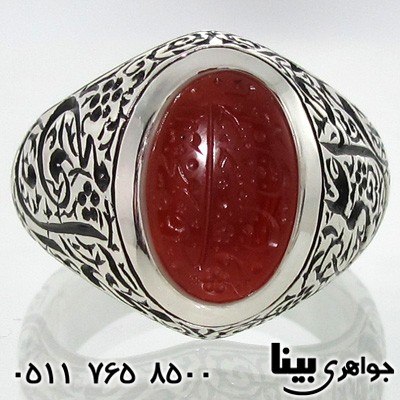 انگشتر عقیق مردانه خط گود صلوات انگشتر عقیق مردانه خط گود صلوات