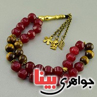 تسبیح جید یاقوتی و چشم ببر 33 دانه ای فاخر _کد:19619