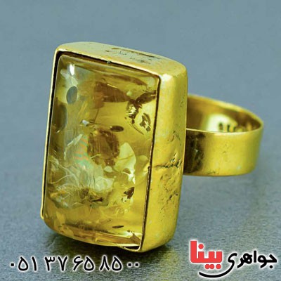 انگشتر کهربا بسیار زیبا و خاص _کد:19639