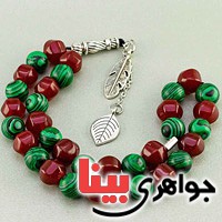 تسبیح جید یاقوتی و مالاکیت ۳۳ دانه ای کلکسیونی _کد:19666