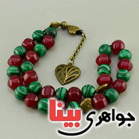 تسبیح جید یاقوتی و مالاکیت ۳۳ دانه ای کلکسیونی