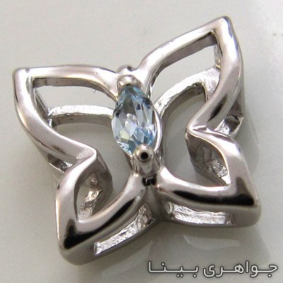 گردنبند آکوآمارین طرح پروانه