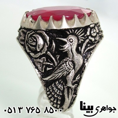 انگشتر یاقوت سرخ قلم زنی استاد جنگی