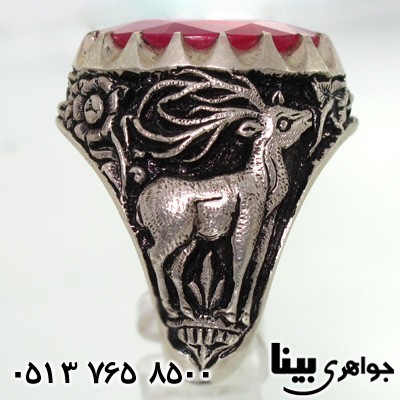 انگشتر یاقوت سرخ قلم زنی استاد جنگی