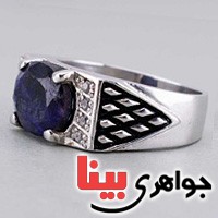 انگشتر یاقوت کبود و الماس مدل ایتالیایی _کد:19699