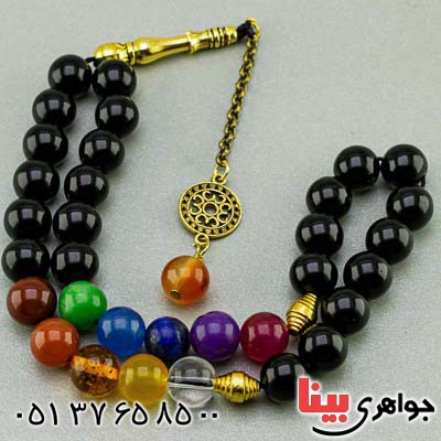تسبیح چند جواهر ۳۳ دانه ای هفت چاکرا سنگ درمانی _کد:19736