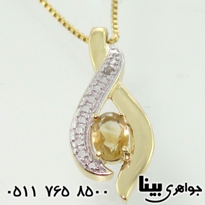 گردنبند سیترین و الماس زنانه لاله