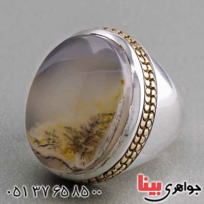 انگشتر عقیق شجری خوش نقش بسیار نفیس _کد:19797