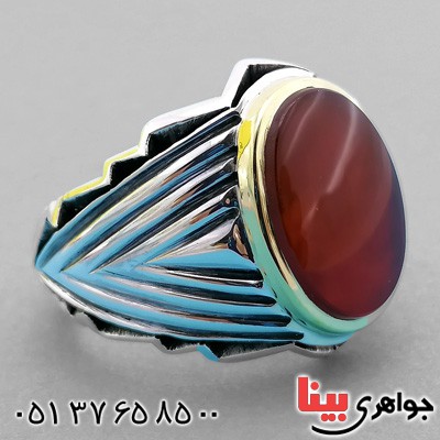 انگشتر عقیق یمنی درشت خوشرنگ مردانه فاخر _کد:19799