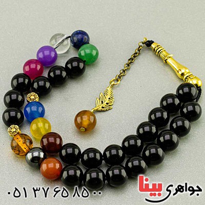 تسبیح چند جواهر ۳۳ دانه ای هفت چاکرا سنگ درمانی _کد:19845