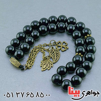 تسبیح عقیق سیاه (اونیکس) 33 دانه ای درشت لوکس _کد:19883