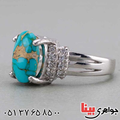 انگشتر فیروزه نیشابوری زنانه خوشرنگ برند SPN _کد:19905