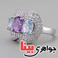 انگشتر توپاز و آمتیست مجلسی برند SPN _کد:19906