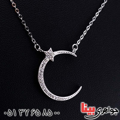 گردنبند نقره رودیوم نگین سوئیسی