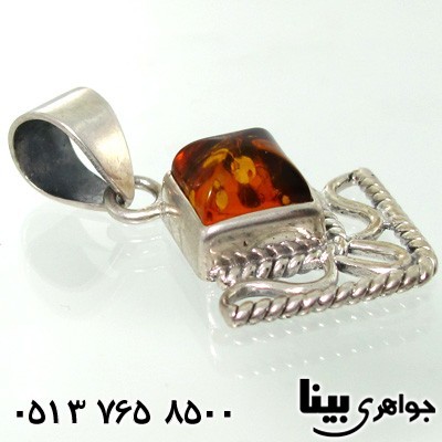 گردنبند کهربا زنانه طرح لوزی