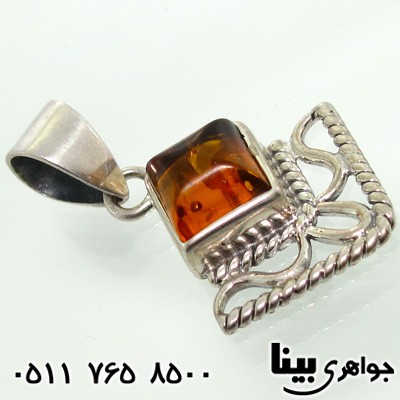 گردنبند کهربا زنانه طرح لوزی