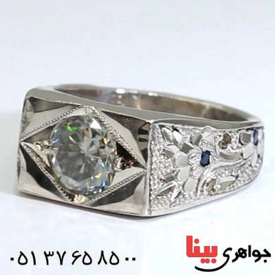 انگشتر موزانایت روسیه و الماس فاخر _کد:19951