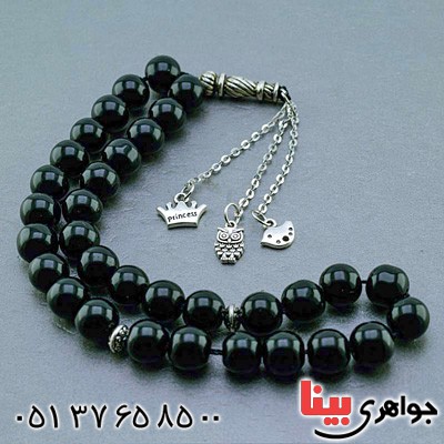 تسبیح عقیق سیاه (اونیکس) ۳۳ دانه ای درشت لوکس _کد:19970