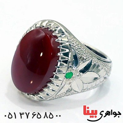 انگشتر عقیق یمنی دور الماس بسیار زیبا _کد:19976