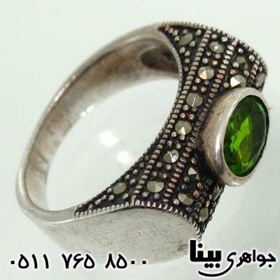 انگشتر زبرجد زنانه مارکازیت مستطیلی