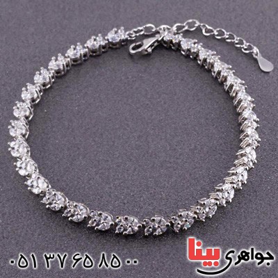 دستبند نقره رودیوم نگین سوئیسی درجه 1