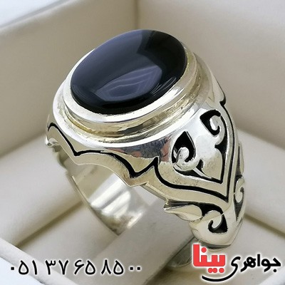 انگشتر عقیق سیاه (اونیکس) بسیار زیبا و خاص _کد:19995