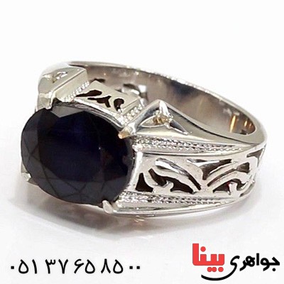 انگشتر یاقوت کبود دور الماس بسیار خاص _کد:20008