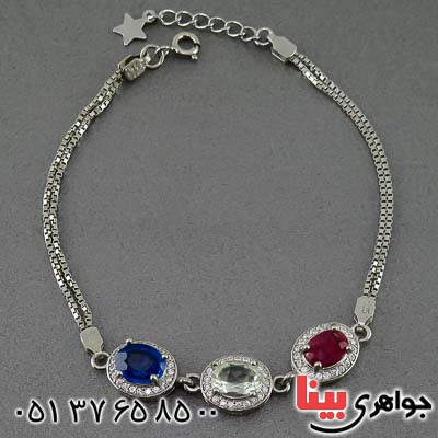 دستبند چند جواهر بسیار عالی زیبا _کد:20036