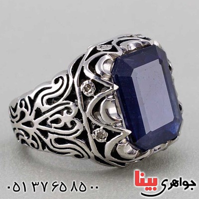 انگشتر یاقوت کبود و الماس بسیار عالی  _کد:20059