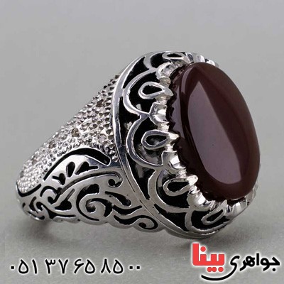 انگشتر عقیق یمنی دور الماس بسیار خوشرنگ _کد:20063