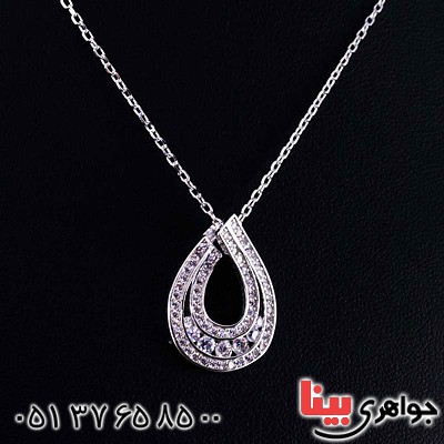 گردنبند نقره رودیوم نگین سوئیسی