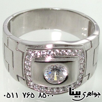 انگشتر نقره مردانه رادیوم نگین سوئیسی