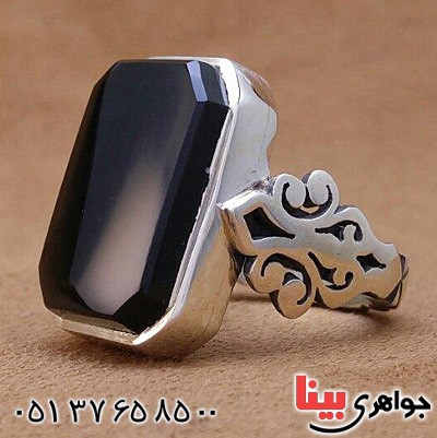 انگشتر عقیق یمنی مشکی بسیار خاص _کد:20154