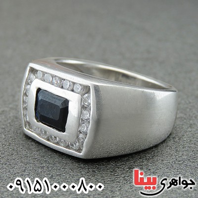 انگشتر یاقوت کبود و الماس بسیار عالی برند SPN _کد:20195
