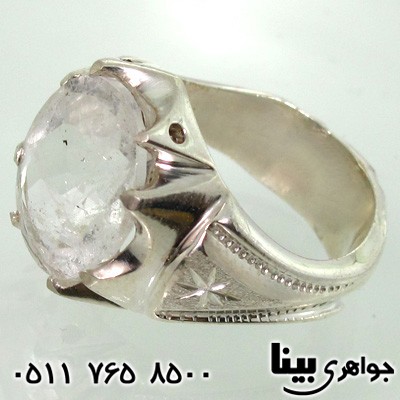 انگشتر عقیق سفید دُر نجف مردانه تراش برلیانی