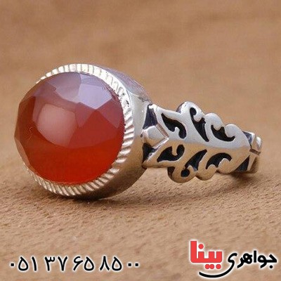 انگشتر عقیق یمنی مردانه مدل صفوی بسیار عالی _کد:20244