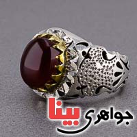انگشتر عقیق یمنی مردانه سرخ بسیار زیبا _کد:20304