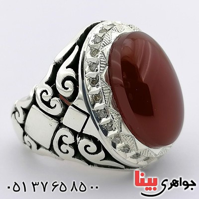 انگشتر عقیق یمنی و الماس بسیار فاخر _کد:20314