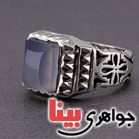انگشتر عقیق یمنی کبود با تراش خاص و زیبا _کد:20316