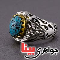 انگشتر فیروزه نیشابوری مردانه بسیار زیبا _کد:20318