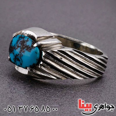 انگشتر فیروزه نیشابوری فاخر مردانه _کد:20377