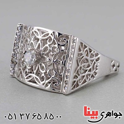 انگشتر الماس زنانه شبکه ای مجلسی برند SPN _کد:20384